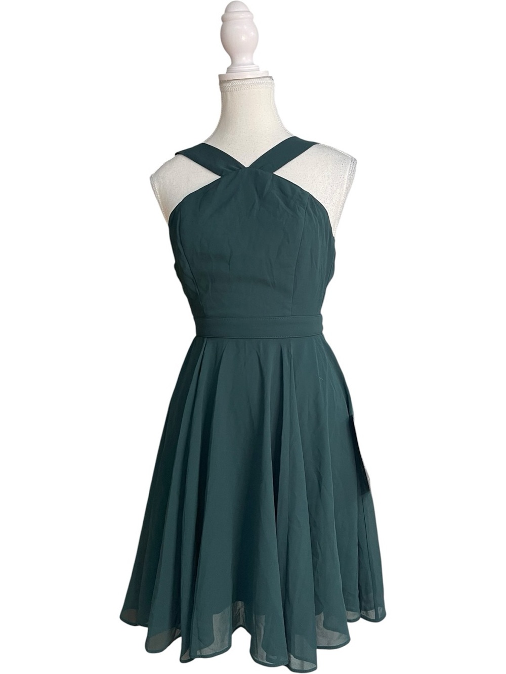 Lulus Forevermore Skater Mini Dress Emerald Green